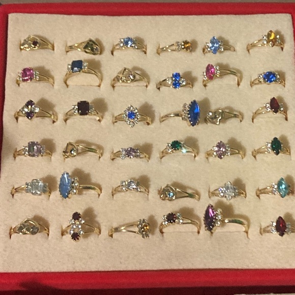 Jewelry - Gold and birth stones adjustable Ring only one